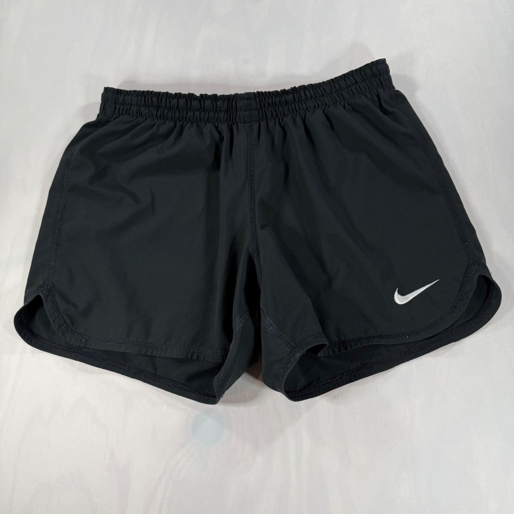 Nike Running Shorts Women Small Black Pink Waistband Dri-FIT Dolphin Hem Gym